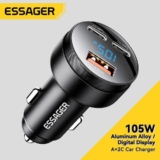 מטען מהיר לרכב 105W עם 2 חיבורי Type C וחיבור USB אחד מבית Essager